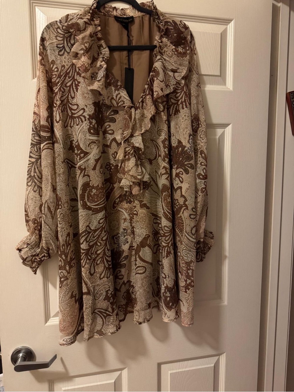 NWT House of Harlow 1960 Paisley Ruffle Mini Dress Size M